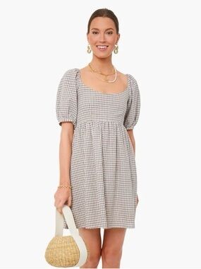 Tuckernuck || Pomander Place Abigail Gingham Dress in‎ Beachwood Tan Brown XS